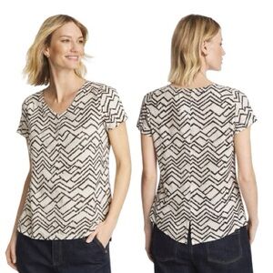 Chico’s Brown Geometric Stripe Boho Tee